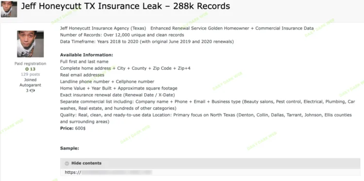 Jeff Honeycutt Insurance Agency Data Breach Exposes Client Info