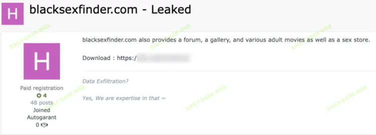 BlackSexFinder Adult Platform Suffers Massive Data Breach