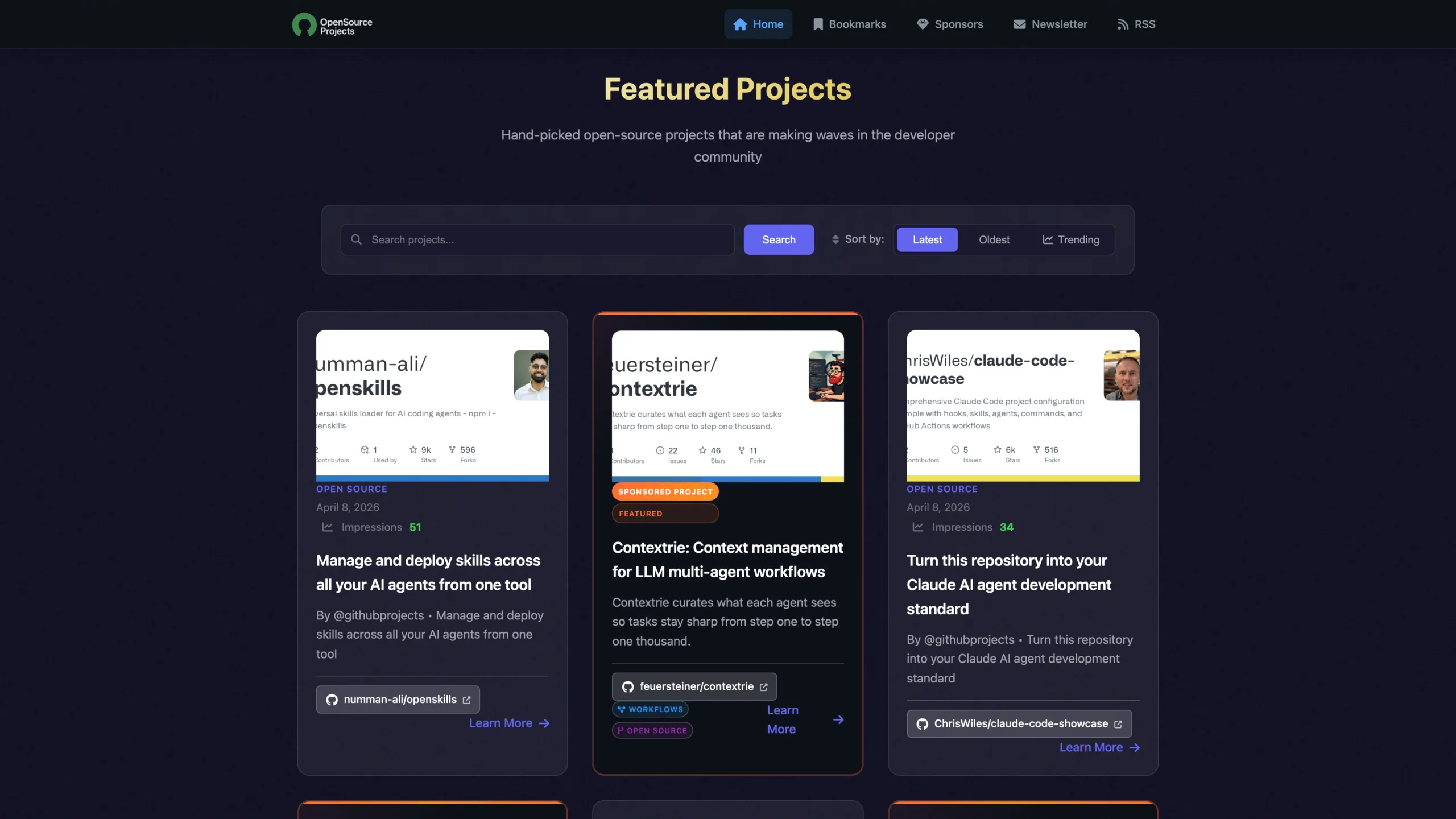 OpenSourceProjects.dev Screenshot